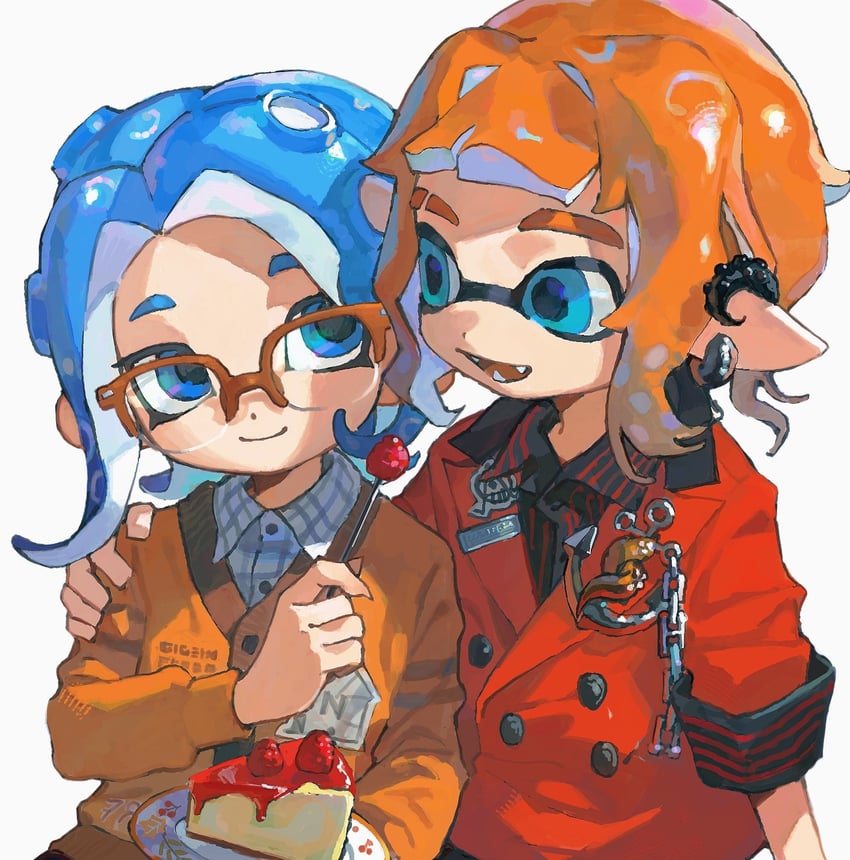 inkling player character, octoling player character, octoling girl, and inkling boy (splatoon) drawn by miko_(15476997)