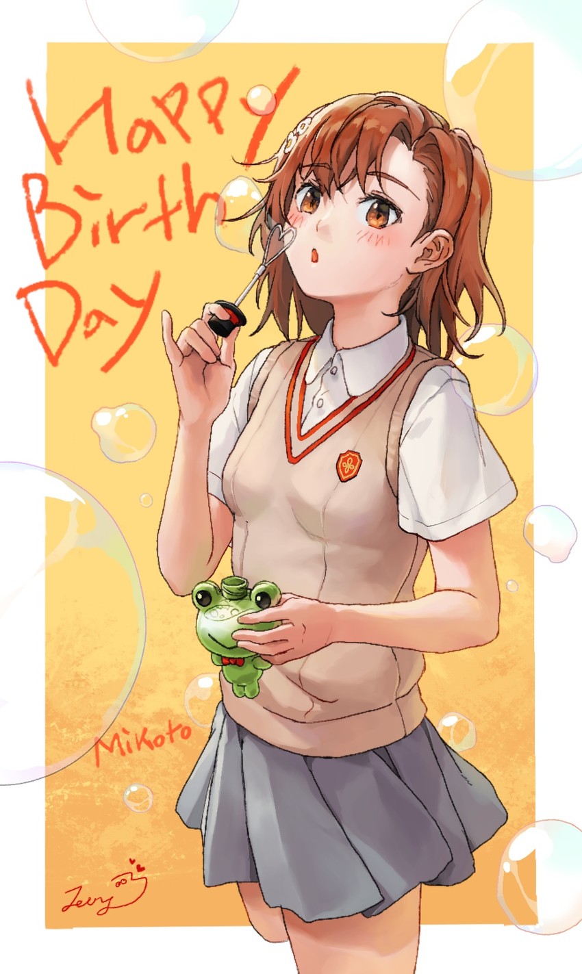 misaka mikoto and gekota (toaru majutsu no index and 1 more) drawn by nyamunyamu