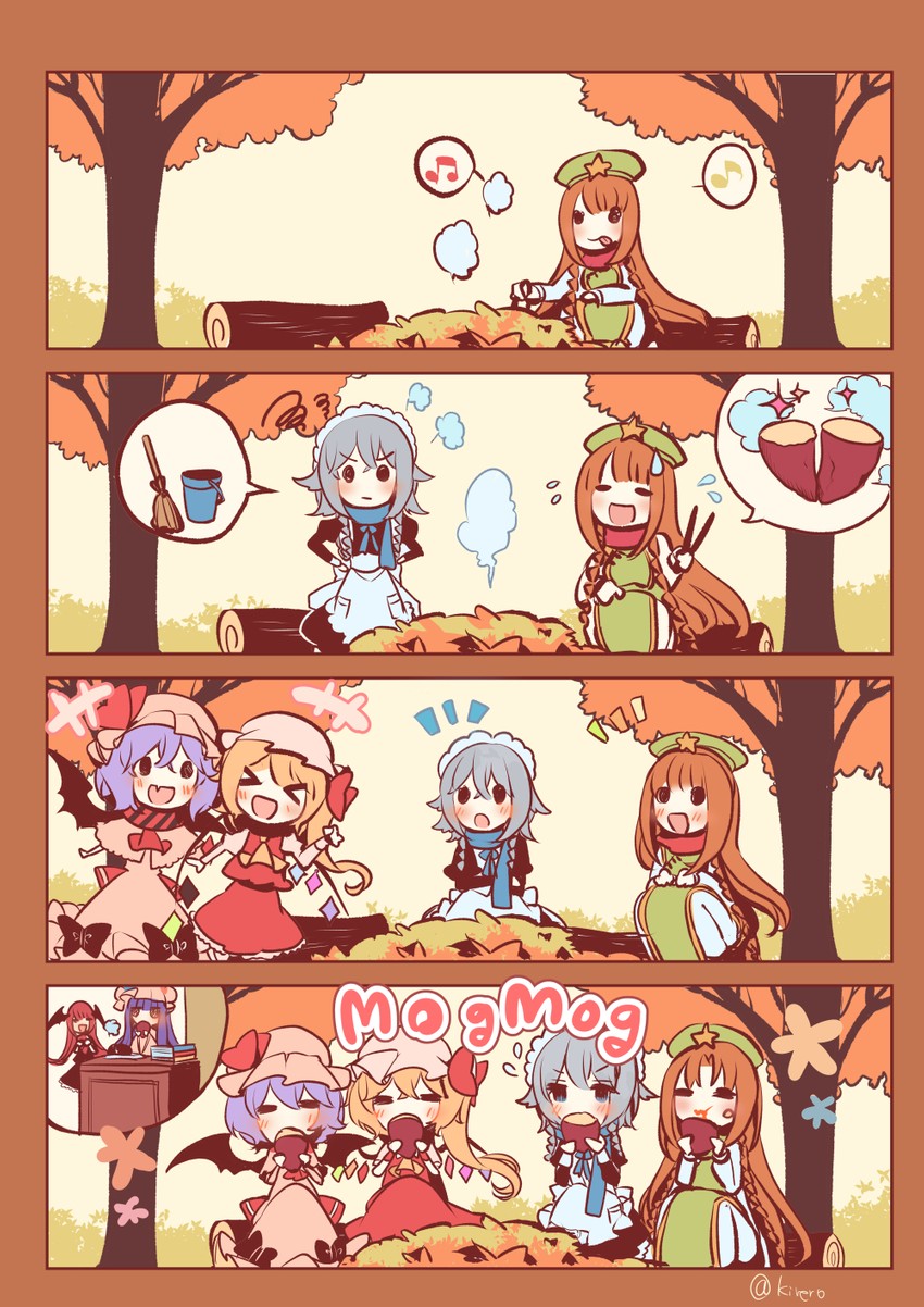 remilia scarlet, flandre scarlet, izayoi sakuya, patchouli knowledge, hong meiling, and 1 more (touhou) drawn by kirero