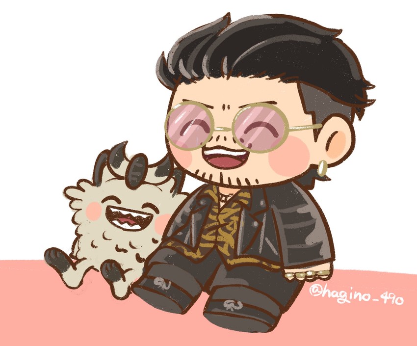 galarian meowth and zhao tianyou (pokemon and 2 more) drawn by hagino_490