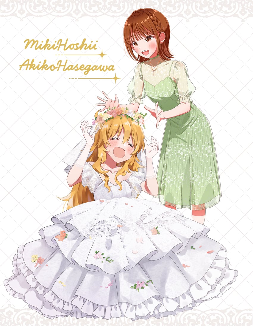 hoshii miki and hasegawa akiko (idolmaster and 1 more) drawn by meno_(imas_ll)