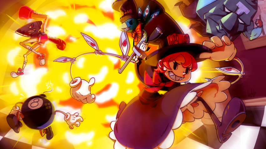 peacock, george the bomb, avery, andy anvil, and tommy ten-tons (skullgirls) drawn by lumaga