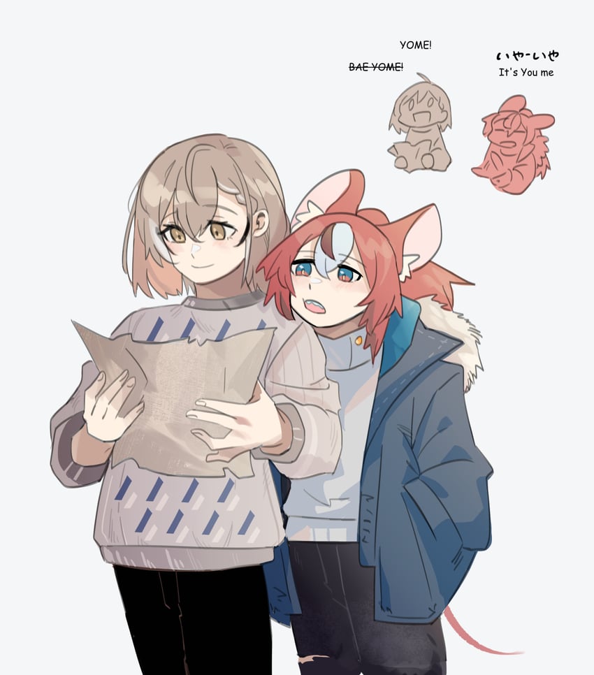 nanashi mumei and hakos baelz (hololive and 1 more) drawn by fongban_illust