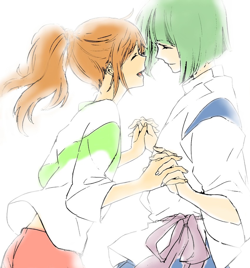 ogino chihiro and haku (sen to chihiro no kamikakushi) drawn by yomi_(y3o1m0i)