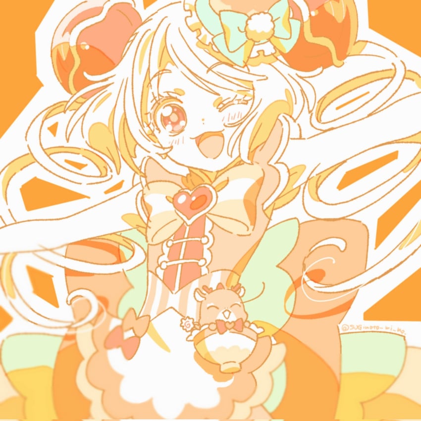 hanamichi ran, cure yum-yum, and mem-mem (precure and 1 more) drawn by sugimoto_miho