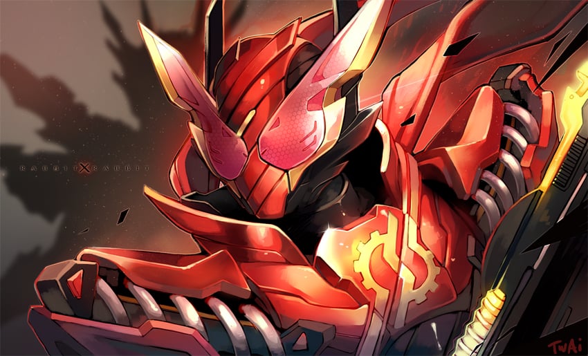 kamen rider build, kamen rider cross-z, and kamen rider cross-z magma (kamen rider and 1 more) drawn by twai