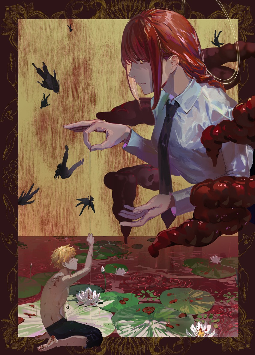 makima, power, and denji (chainsaw man) drawn by gushiko_(rhty_5780)