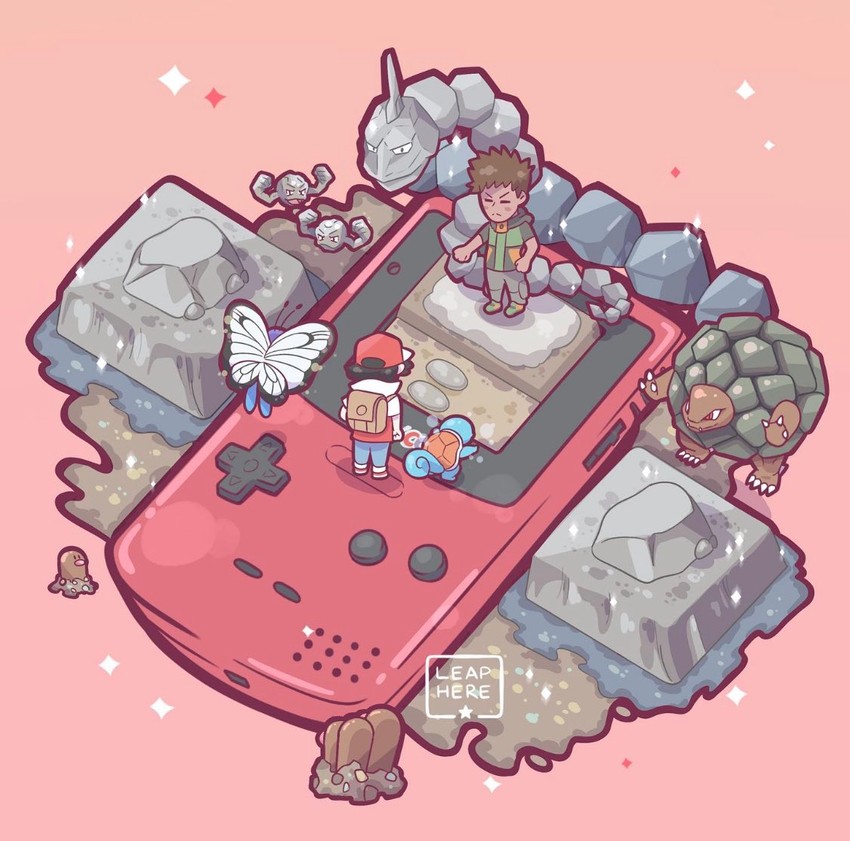 red, squirtle, brock, butterfree, diglett, and 4 more (pokemon and 2 more) drawn by leaphere