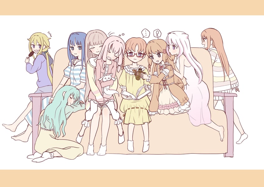 tamaki iroha, nanami yachiyo, futaba sana, yui tsuruno, tamaki ui, and 5 more (mahou shoujo madoka magica and 1 more) drawn by 99noi