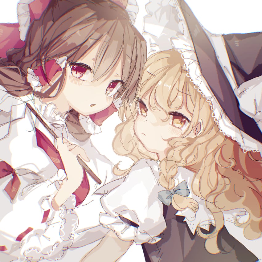 hakurei reimu and kirisame marisa (touhou) drawn by sorani_(kaeru0768)