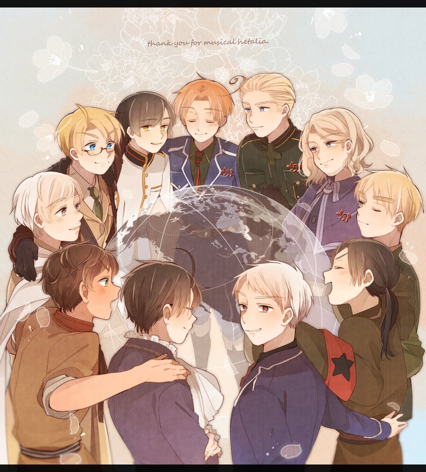 america, united kingdom, japan, russia, china, and 6 more (axis powers hetalia) drawn by ninonuko