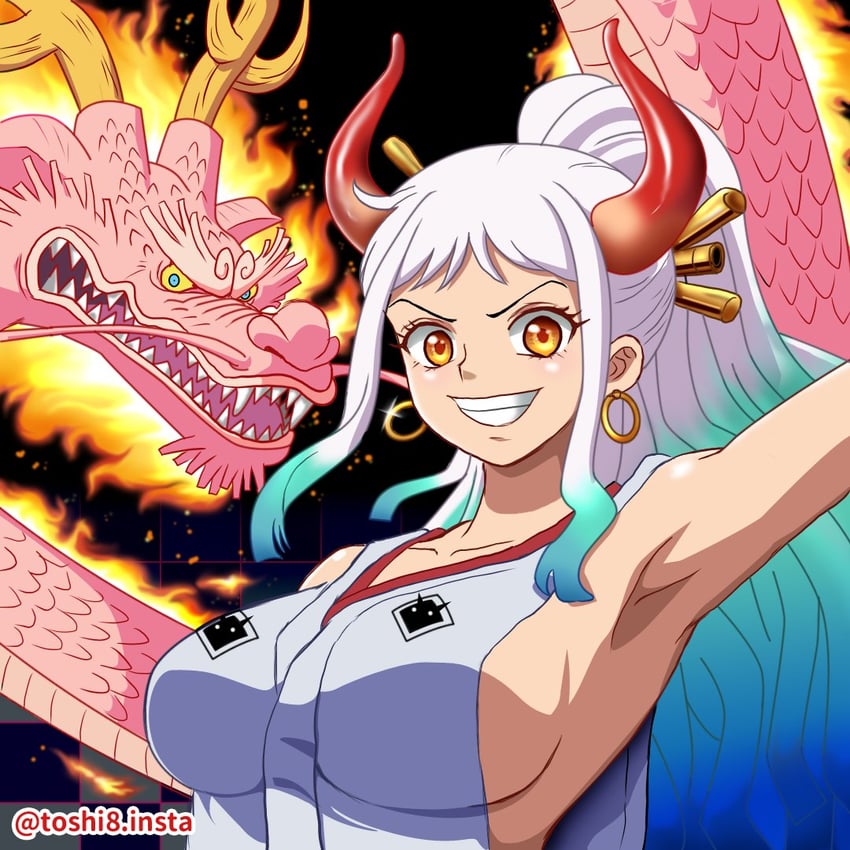 yamato and kouzuki momonosuke (one piece) drawn by toshi8_art