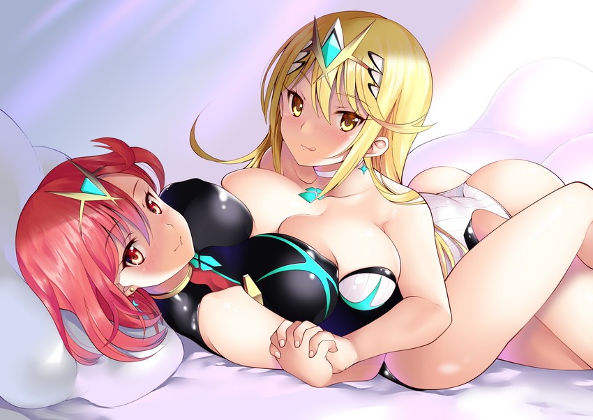 pyra and mythra (xenoblade chronicles and 1 more) drawn by daive