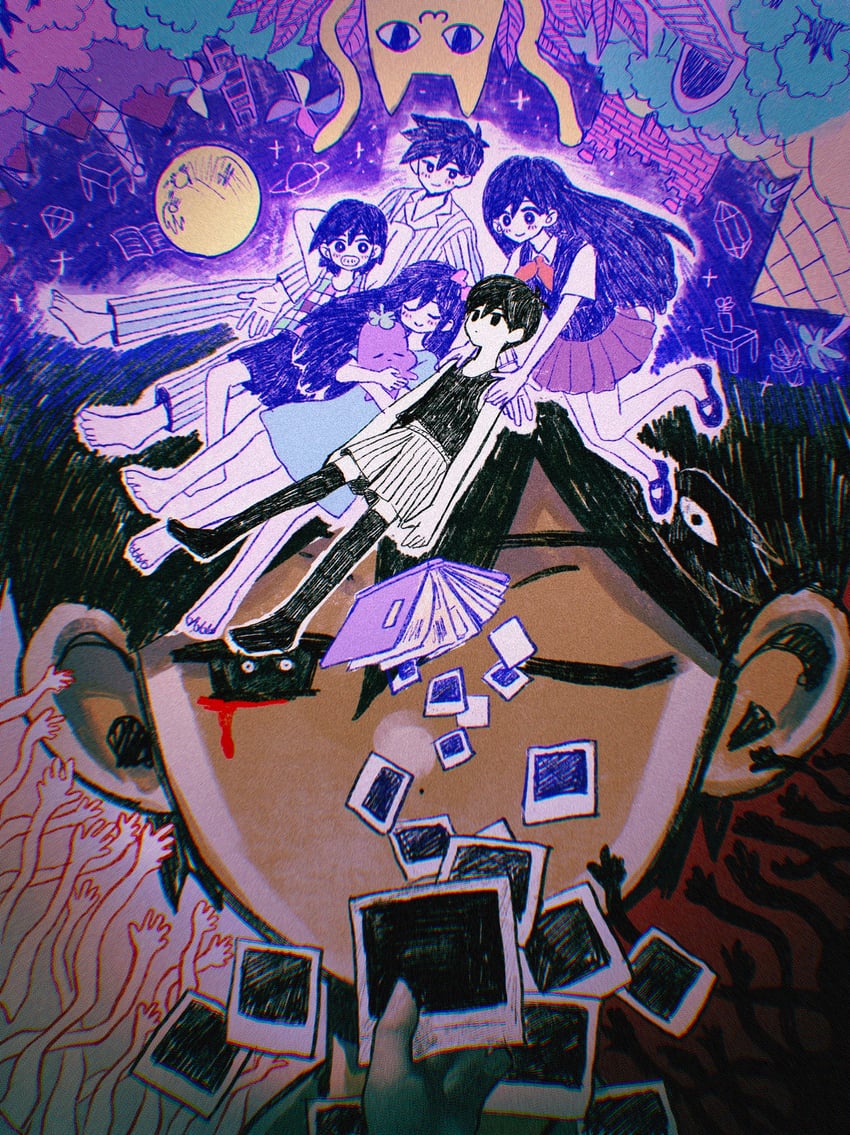 sunny, omori, aubrey, mari, kel, and 5 more (omori) drawn by visket53