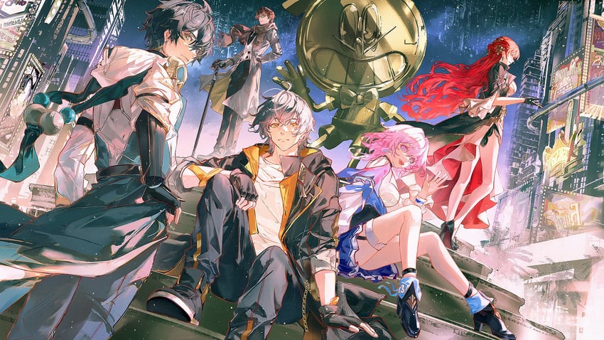 trailblazer, march 7th, caelus, dan heng, himeko, and 2 more (honkai and 1 more) drawn by kei_(keiuu)