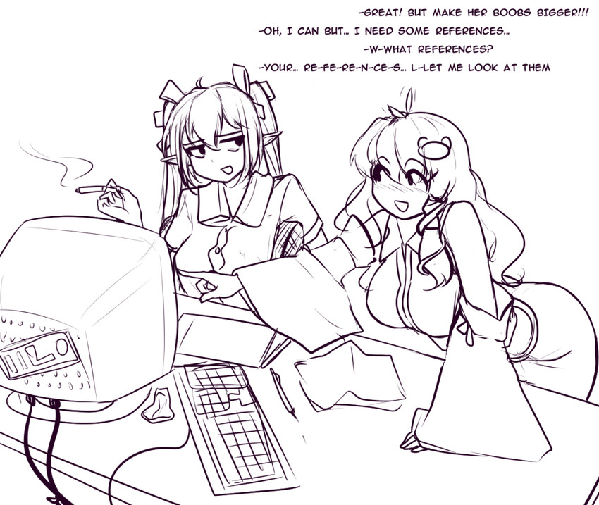 kochiya sanae and himekaidou hatate (touhou) drawn by hater_(hatater)