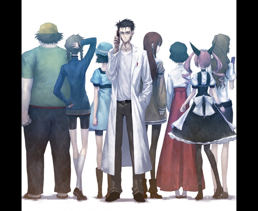 makise kurisu, okabe rintarou, shiina mayuri, amane suzuha, urushibara luka, and 3 more (steins;gate) drawn by oyu_udon