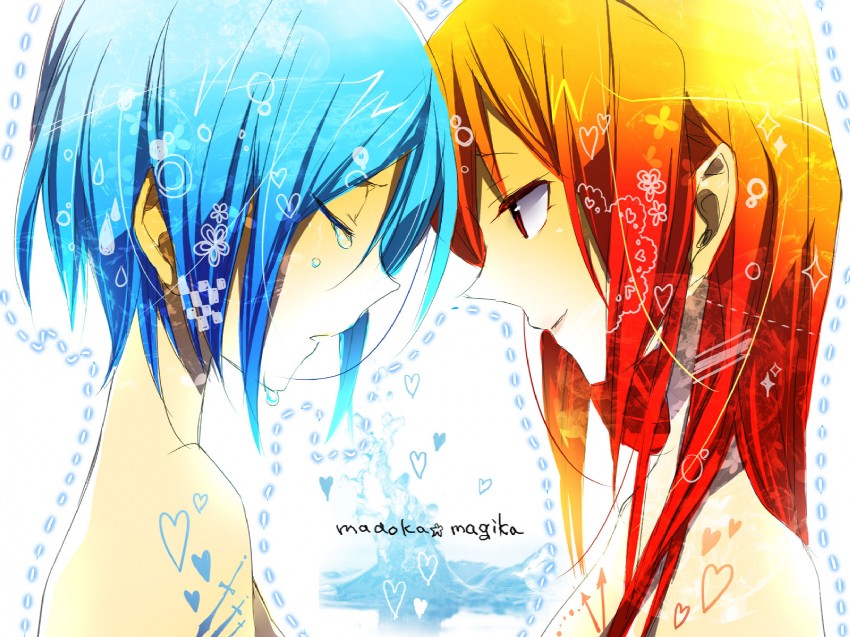 miki sayaka and sakura kyoko (mahou shoujo madoka magica) drawn by sgawarananto