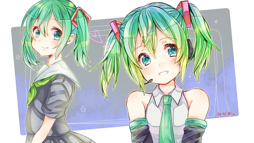 hatsune miku (vocaloid) drawn by hideo-eiyuu