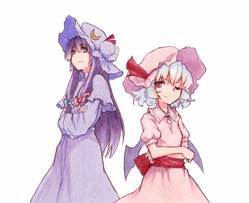 remilia scarlet and patchouli knowledge (touhou) drawn by shiratama_(hockey)