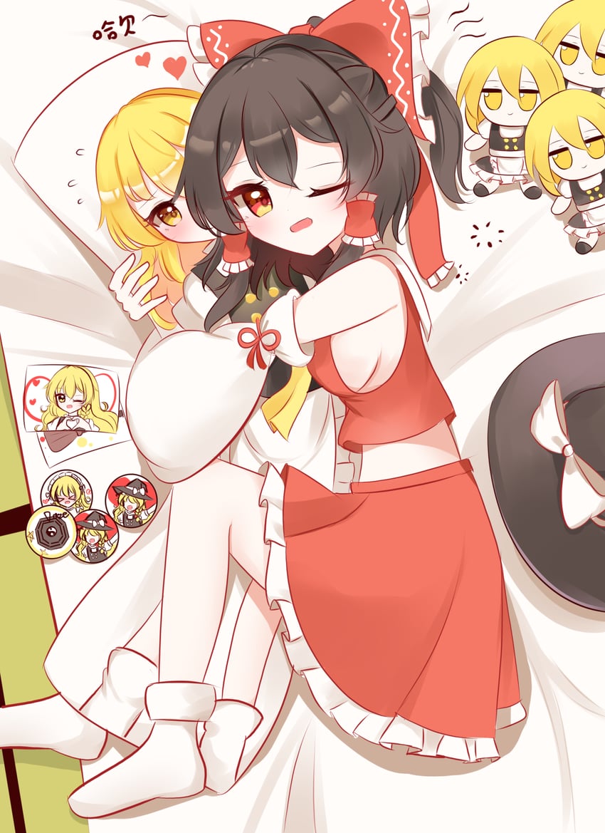 hakurei reimu and kirisame marisa (touhou) drawn by shen_bi_ren_(user_rjgy2824)