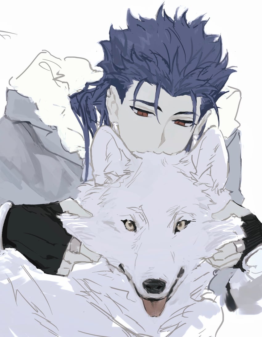 cu chulainn and freki and geri (fate and 1 more) drawn by e9_ek3s