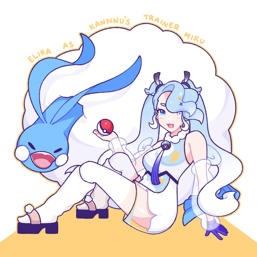 hatsune miku, elira pendora, altaria, and flying miku (pokemon and 3 more) drawn by hyuni_(hyunicat)