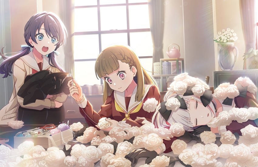 murano sayaka, yugiri tsuzuri, and kachimachi kosuzu (love live! and 1 more)