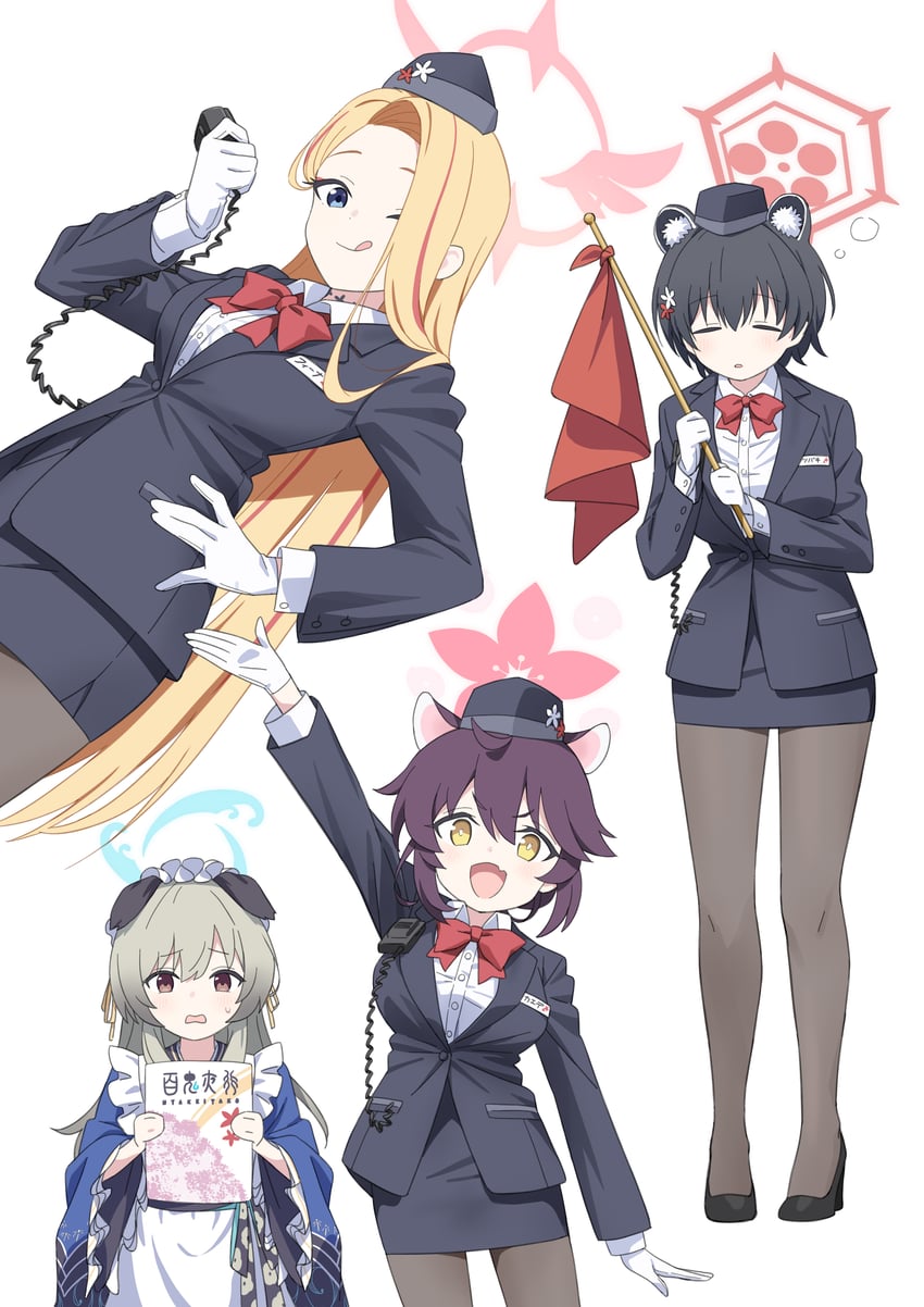 tsubaki, kaede, umika, and pina (blue archive) drawn by laika_(sputnik2nd)