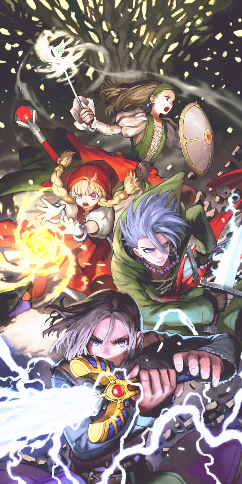 hero, camus, veronica, and senya (dragon quest and 1 more) drawn by jun_(navigavi)