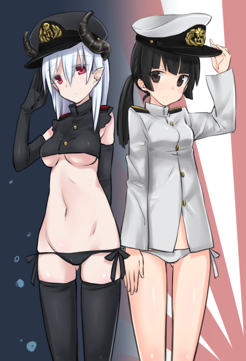 female admiral and female abyssal admiral (kantai collection) drawn by aohashi_ame