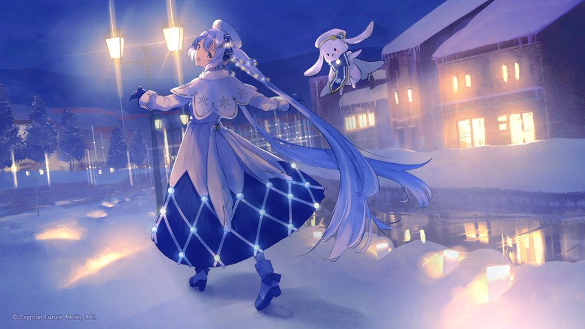 hatsune miku, yuki miku, and rabbit yukine (vocaloid and 1 more) drawn by goroku