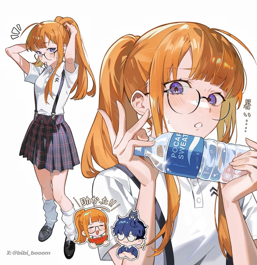 amamiya ren, sakura futaba, and morgana (persona and 1 more) drawn by bibi_booom