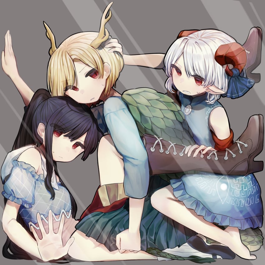 kicchou yachie, kurokoma saki, and toutetsu yuuma (touhou) drawn by yuejinlin
