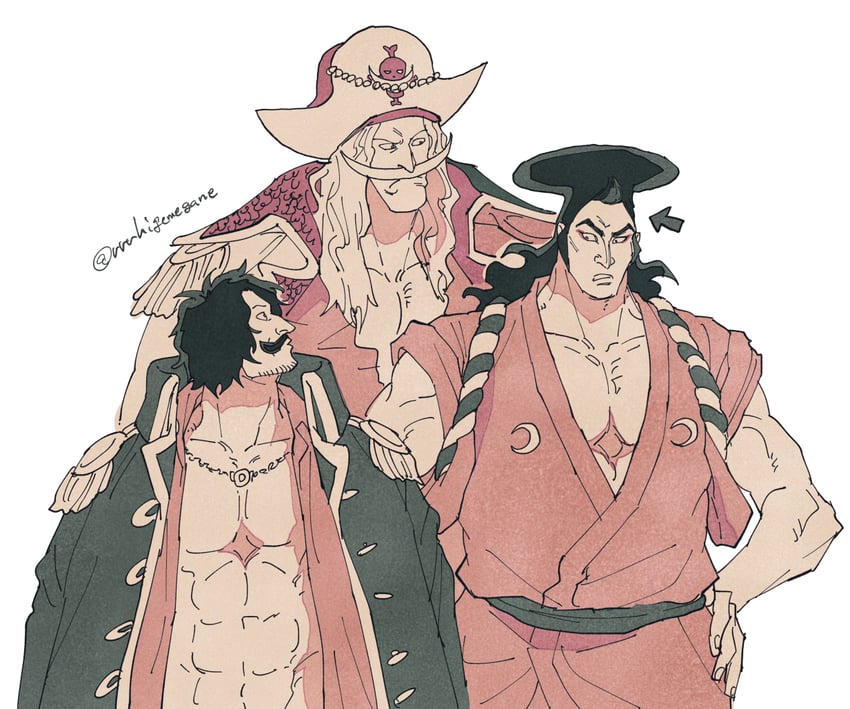 gol d. roger, edward newgate, and kouzuki oden (one piece) drawn by rrrhigemegane