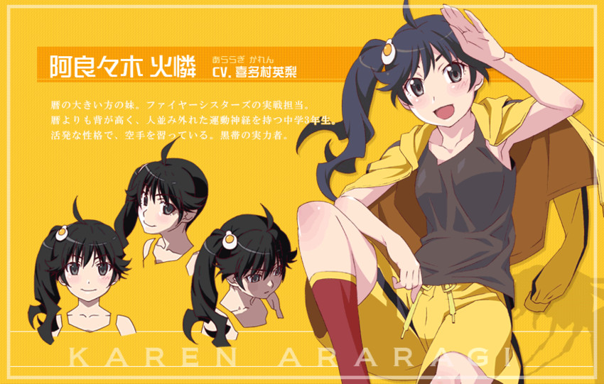 araragi karen (monogatari and 1 more) drawn by watanabe_akio