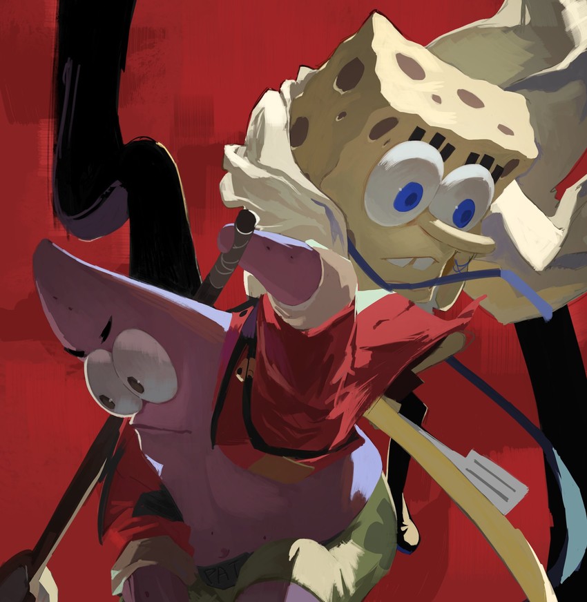 sol badguy, ky kiske, spongebob squarepants, and patrick star (guilty gear and 4 more) drawn by topdylan