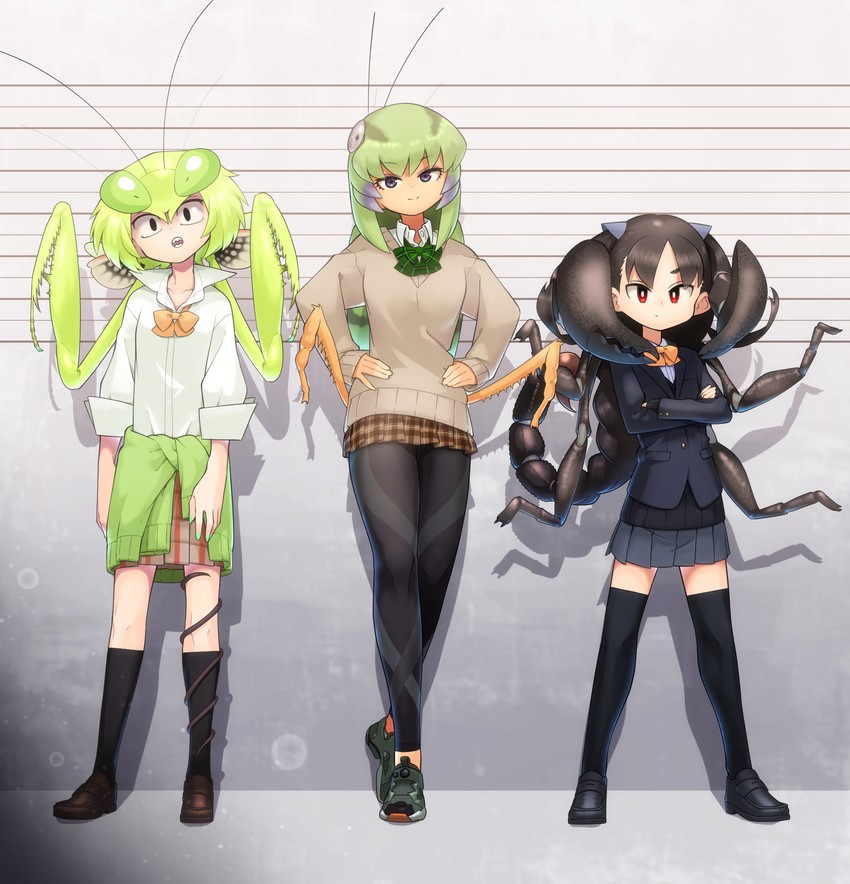 mantis akiyama, grasshopper inoue, and scorpion tsuchida (original and 1 more) drawn by evolvingmonkey