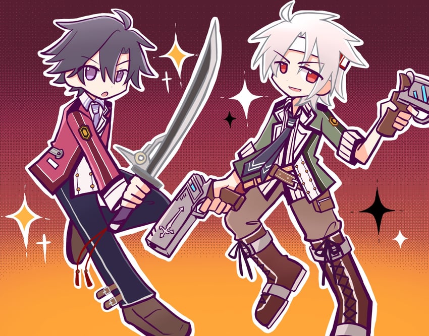 rean schwarzer and crow armbrust (eiyuu densetsu and 3 more) drawn by whiteout_zero