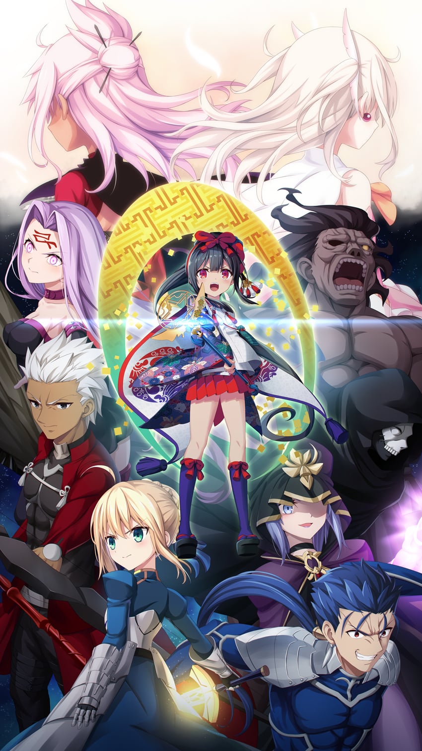 artoria pendragon, saber, illyasviel von einzbern, cu chulainn, archer, and 8 more (fate and 2 more) drawn by morokoshi_(tekku)