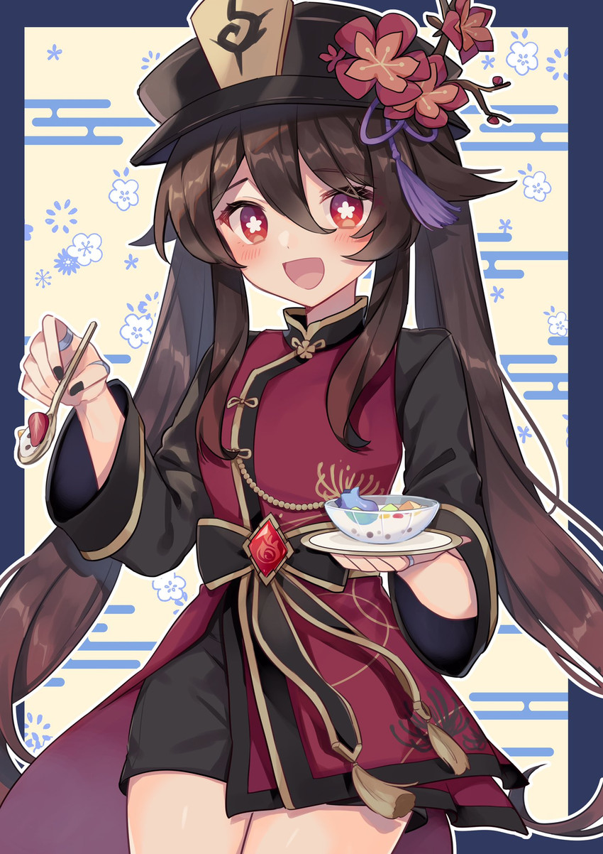 hu tao (genshin impact and 1 more) drawn by shirase_(shirose)