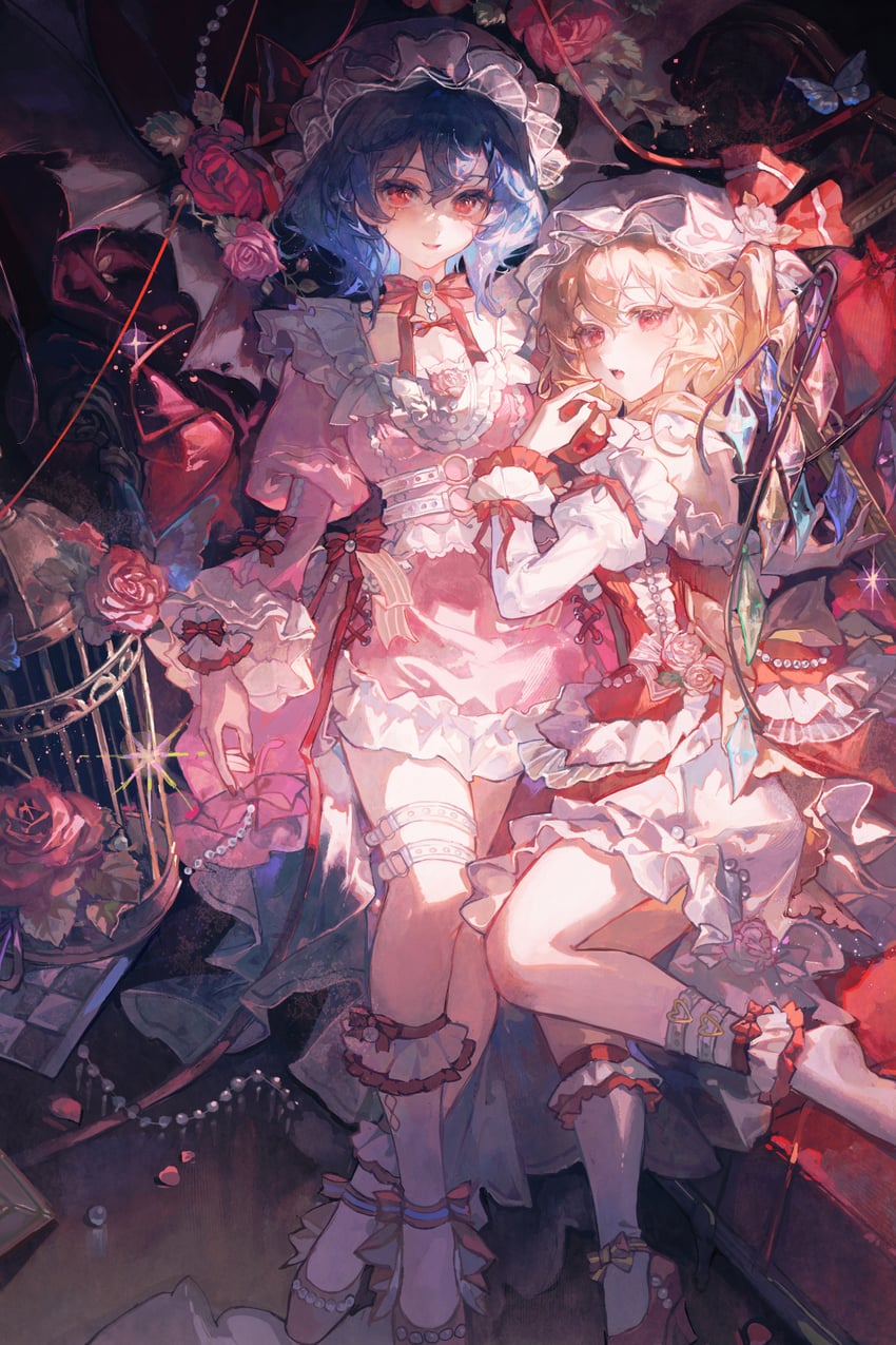 remilia scarlet and flandre scarlet (touhou) drawn by maccha_(mochancc)