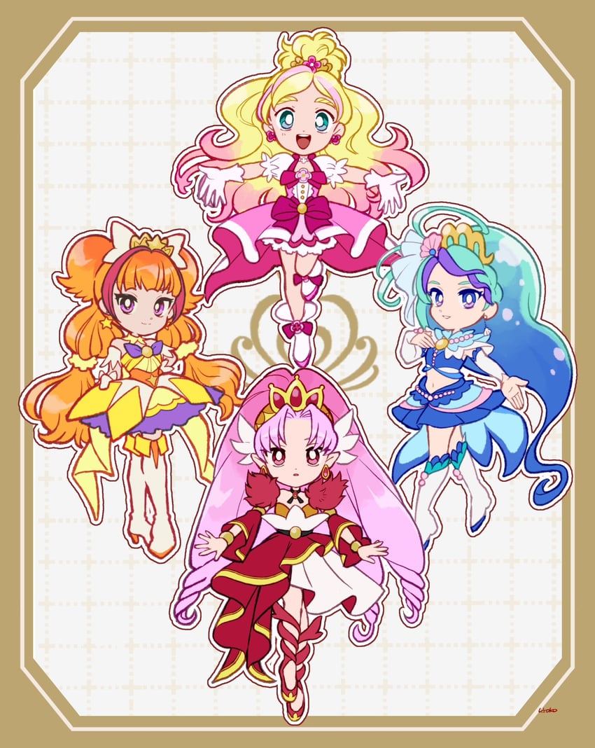 amanogawa kirara, haruno haruka, kaidou minami, cure twinkle, akagi towa, and 3 more (precure and 1 more) drawn by uwded_207