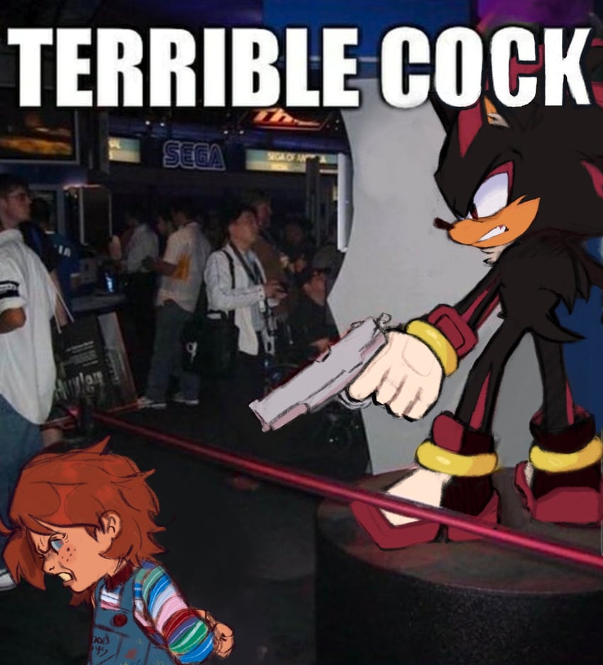 shadow the hedgehog and chucky (sonic and 2 more) drawn by ama_(amasc0met)