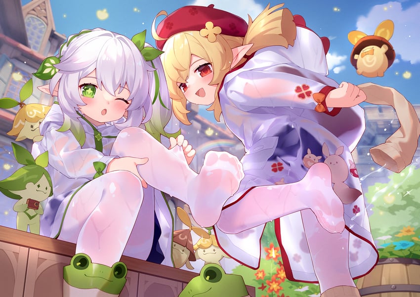 nahida, klee, and aranara (genshin impact) drawn by tsubasa_tsubasa