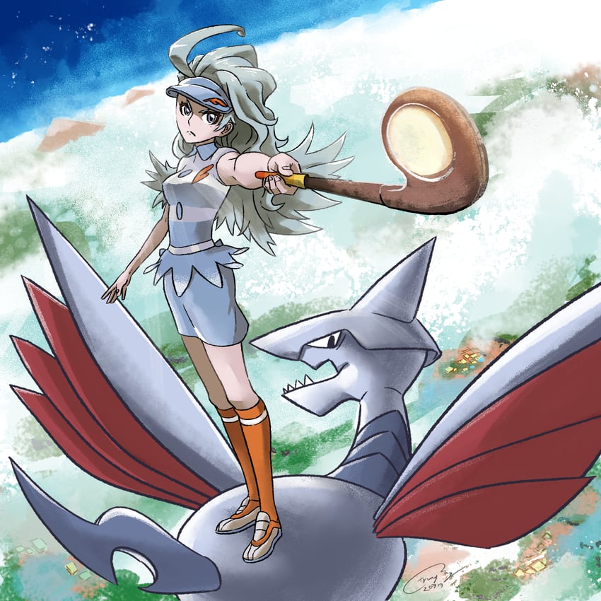 skarmory and kahili (pokemon and 1 more) drawn by cabonara_artblock