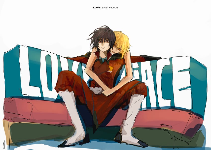 cagalli yula athha and shinn asuka (gundam and 2 more) drawn by she_(morianosu)