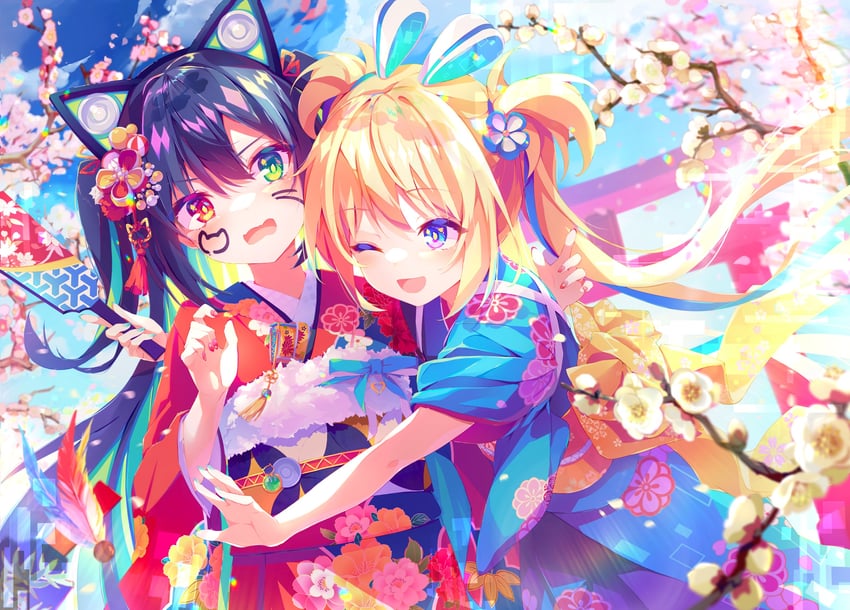 lunar-q and mew myaf (lunaria -virtualized moonchild-) drawn by dennryuurai