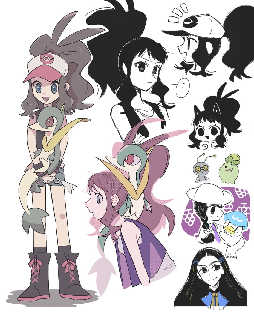 hilda, juliana, quaxly, geeta, smoliv, and 2 more (pokemon and 2 more) drawn by hime_(himetya105)