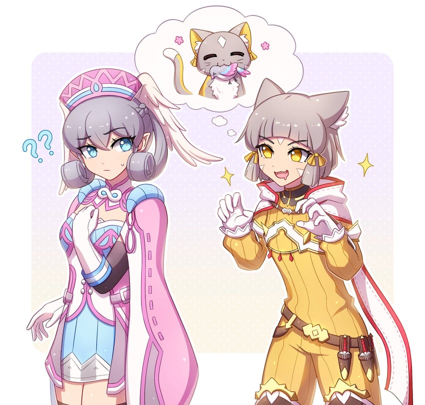 nia and melia antiqua (xenoblade chronicles and 2 more) drawn by enni